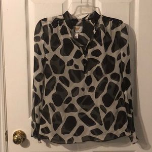 Talbots pure silk sheer animal print size 2